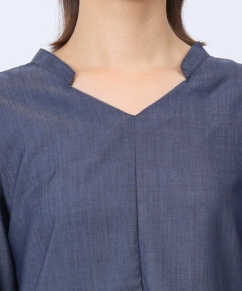 m.f.editorial(エムエフエディトリアル)の「【WEB限定販売】m.f.エディトリアル レディース 形態安定 シャンブレープルオーバー長袖ブラウス(シャツ/ブラウス・レディース・ネイビー・S/LARGE/MEDIUM)」の11枚目の写真