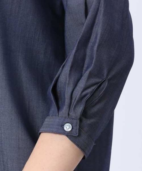 m.f.editorial(エムエフエディトリアル)の「【WEB限定販売】m.f.エディトリアル レディース 形態安定 シャンブレープルオーバー長袖ブラウス(シャツ/ブラウス・レディース・ネイビー・S/LARGE/MEDIUM)」の8枚目の写真