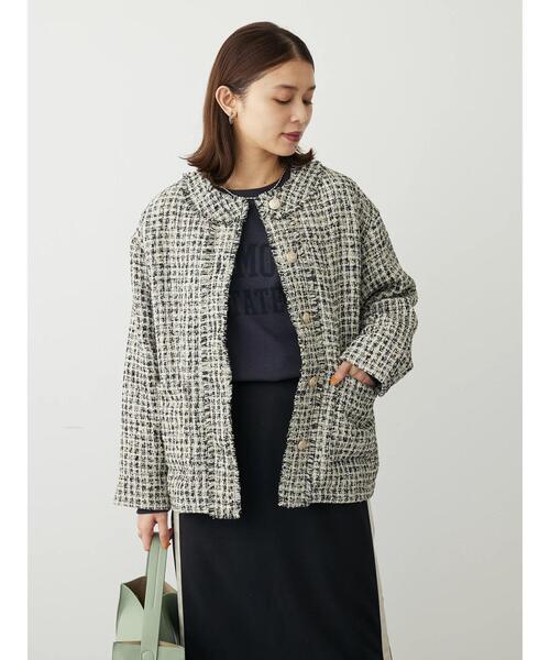 ELENCARE DUE（エレンカーレデュエ）の「・ELENCARE　DUE　ツィードノーカラージャケット（その他アウター・レディース・ブラック/アイボリー・FREE）」の22枚目の写真