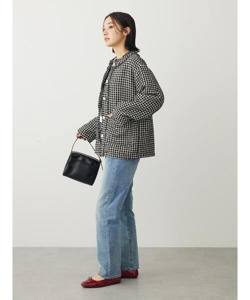 ELENCARE DUE（エレンカーレデュエ）の「・ELENCARE　DUE　ツィードノーカラージャケット（その他アウター・レディース・ブラック/アイボリー・FREE）」の4枚目の写真