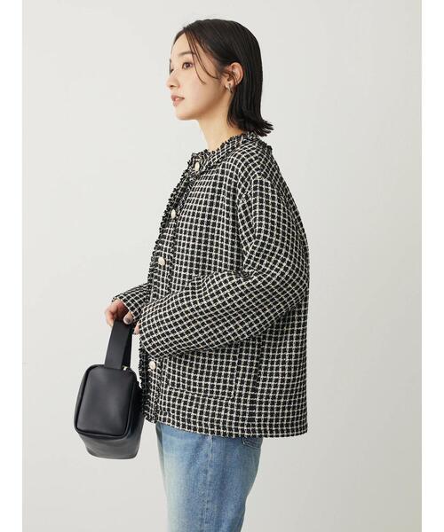 ELENCARE DUE（エレンカーレデュエ）の「・ELENCARE　DUE　ツィードノーカラージャケット（その他アウター・レディース・ブラック/アイボリー・FREE）」の7枚目の写真