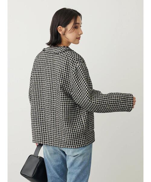 ELENCARE DUE（エレンカーレデュエ）の「・ELENCARE　DUE　ツィードノーカラージャケット（その他アウター・レディース・ブラック/アイボリー・FREE）」の8枚目の写真