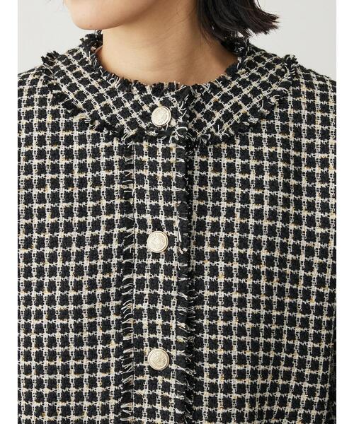 ELENCARE DUE（エレンカーレデュエ）の「・ELENCARE　DUE　ツィードノーカラージャケット（その他アウター・レディース・ブラック/アイボリー・FREE）」の9枚目の写真