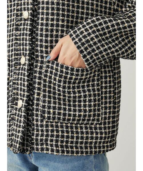 ELENCARE DUE（エレンカーレデュエ）の「・ELENCARE　DUE　ツィードノーカラージャケット（その他アウター・レディース・ブラック/アイボリー・FREE）」の10枚目の写真