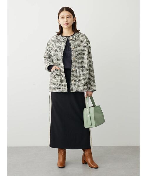 ELENCARE DUE（エレンカーレデュエ）の「・ELENCARE　DUE　ツィードノーカラージャケット（その他アウター・レディース・ブラック/アイボリー・FREE）」の11枚目の写真