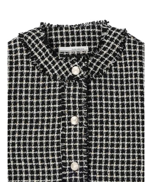 ELENCARE DUE（エレンカーレデュエ）の「・ELENCARE　DUE　ツィードノーカラージャケット（その他アウター・レディース・ブラック/アイボリー・FREE）」の17枚目の写真