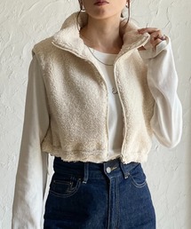 She's Closet（シーズクローゼット）の「ジップアップ裾ドロストショート丈ハイネックボアベスト（ベスト）」