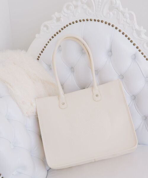 ems excite（エムズエキサイト）の「エンボストートバッグ（トートバッグ・レディース・オフホワイト/ベージュ/ブラック・ONE SIZE）」の7枚目の写真