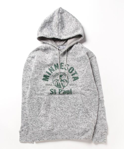 STYLEBLOCK（スタイルブロック）の「ニットフリース裏起毛プリントスウェットプルオーバーパーカー（パーカー・メンズ・ネイビー/杢グレー/ヘザーチャコール/ブラウン・M/LL/L）」の10枚目の写真