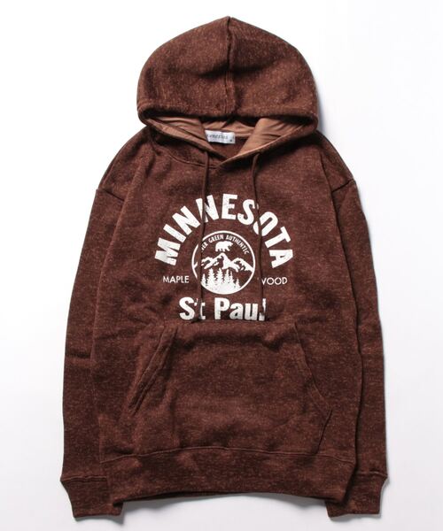 STYLEBLOCK（スタイルブロック）の「ニットフリース裏起毛プリントスウェットプルオーバーパーカー（パーカー・メンズ・ネイビー/杢グレー/ヘザーチャコール/ブラウン・M/LL/L）」の7枚目の写真