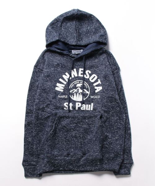 STYLEBLOCK（スタイルブロック）の「ニットフリース裏起毛プリントスウェットプルオーバーパーカー（パーカー・メンズ・ネイビー/杢グレー/ヘザーチャコール/ブラウン・M/LL/L）」の8枚目の写真