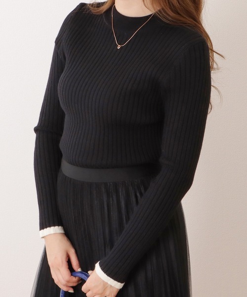 Lace Ladies(レースレディース)の「配色ラインプチハイネックリブニットプルオーバー(ニット/セーター・レディース・ベージュ/ブラック/アイボリー/グレー・FREE/S)」の10枚目の写真
