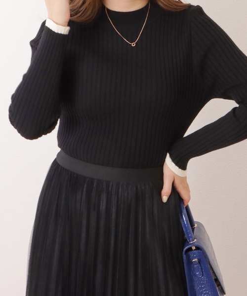Lace Ladies(レースレディース)の「配色ラインプチハイネックリブニットプルオーバー(ニット/セーター・レディース・ベージュ/ブラック/アイボリー/グレー・FREE/S)」の12枚目の写真