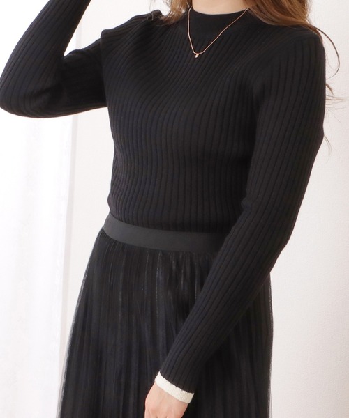 Lace Ladies(レースレディース)の「配色ラインプチハイネックリブニットプルオーバー(ニット/セーター・レディース・ベージュ/ブラック/アイボリー/グレー・FREE/S)」の14枚目の写真