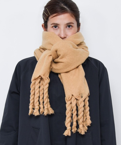 セール】Z-2-SP 10C8 三つ編み フリンジ ボリューム マフラー 大判