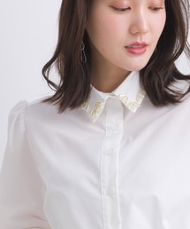 PICCIN PERLA | 襟ビジュー長袖シャツ(シャツ/ブラウス)