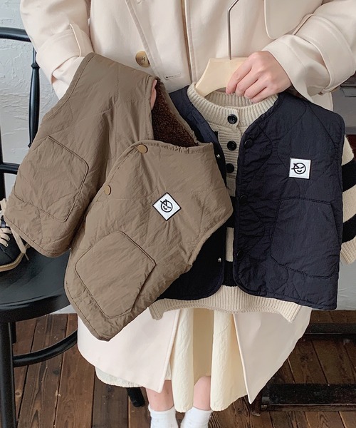 aimoha（アイモハ）の「【aimoha-KIDS-】子供服　レトロ裏ボアベスト（ベスト・キッズ・チョコ/ブラック・120/140/130/110）」の14枚目の写真