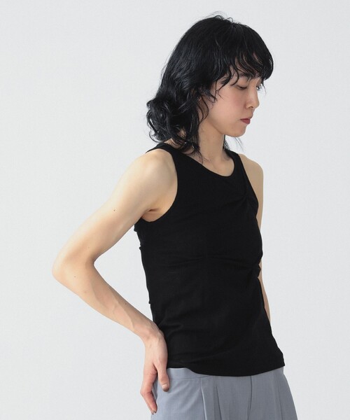Ray BEAMS（レイビームス）の「RBS / アシメ タック タンクトップ（タンクトップ・レディース・ブラック/ライトグレー・ONE SIZE）」の3枚目の写真
