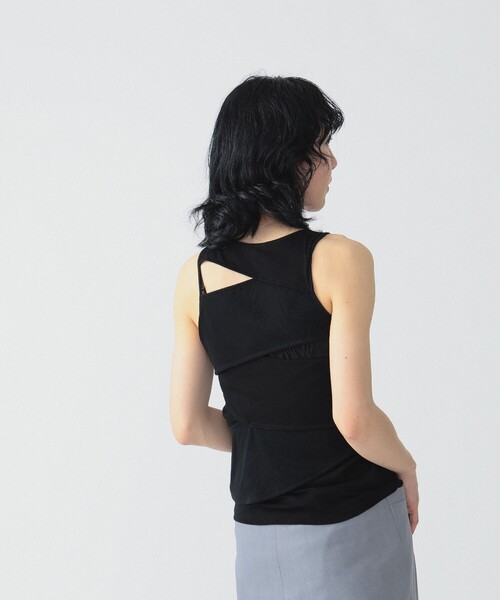 Ray BEAMS（レイビームス）の「RBS / アシメ タック タンクトップ（タンクトップ・レディース・ブラック/ライトグレー・ONE SIZE）」の4枚目の写真