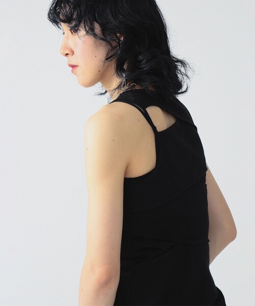 Ray BEAMS（レイビームス）の「RBS / アシメ タック タンクトップ（タンクトップ・レディース・ブラック/ライトグレー・ONE SIZE）」の7枚目の写真