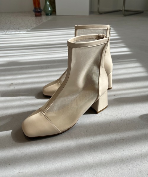 ORiental TRaffic（オリエンタルトラフィック）の「ヒールチュールブーツ 41106（ブーツ・レディース・ブラック/ベージュ・SS/S/M/L/LL/3L）」の5枚目の写真