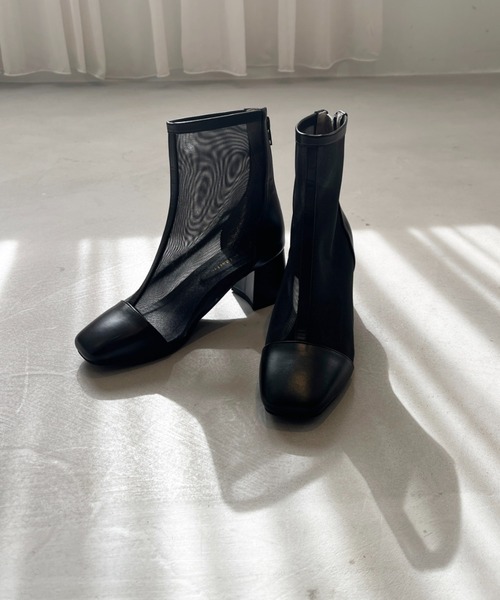 ORiental TRaffic（オリエンタルトラフィック）の「ヒールチュールブーツ 41106（ブーツ・レディース・ブラック/ベージュ・SS/S/M/L/LL/3L）」の3枚目の写真