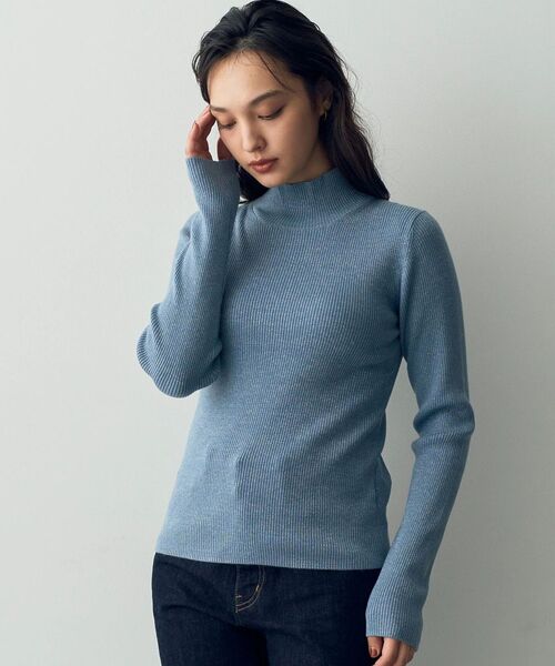 YECCA VECCA（イェッカヴェッカ）の「ラメ混ハイネックリブニット（ニット/セーター・レディース・ブラック/ベージュ/グレー/ブルー・FREE）」の5枚目の写真