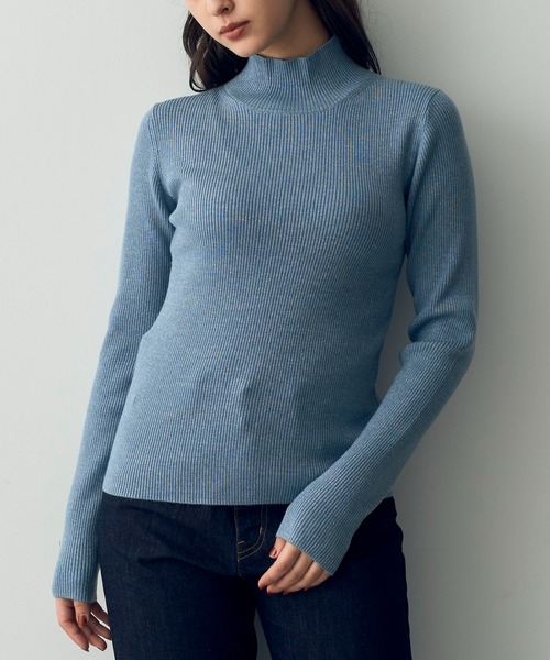 YECCA VECCA（イェッカヴェッカ）の「ラメ混ハイネックリブニット（ニット/セーター・レディース・ブラック/ベージュ/グレー/ブルー・FREE）」の4枚目の写真