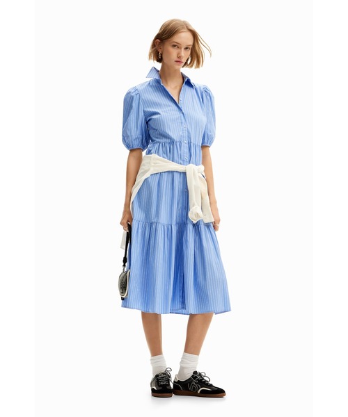 ストライプ ミディシャツワンピース(ワンピース)|Desigual(デシグアル) ストライプ ミディシャツワンピース(ワンピース)|Desigual(デシグアル)