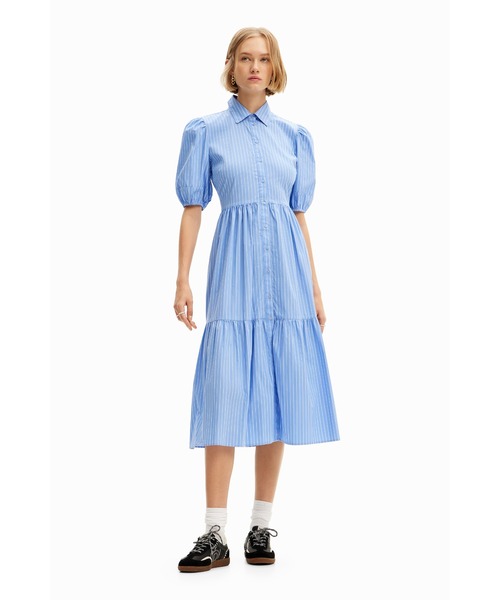 ストライプ ミディシャツワンピース(ワンピース)|Desigual(デシグアル) ストライプ ミディシャツワンピース(ワンピース)|Desigual(デシグアル)