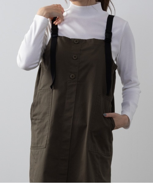 NAVY（ネイビー）の「NAVY カーゴ ジャンスカ ジャンパースカート（ジャンパースカート・レディース・カーキ/ブラック・M/L）」の13枚目の写真