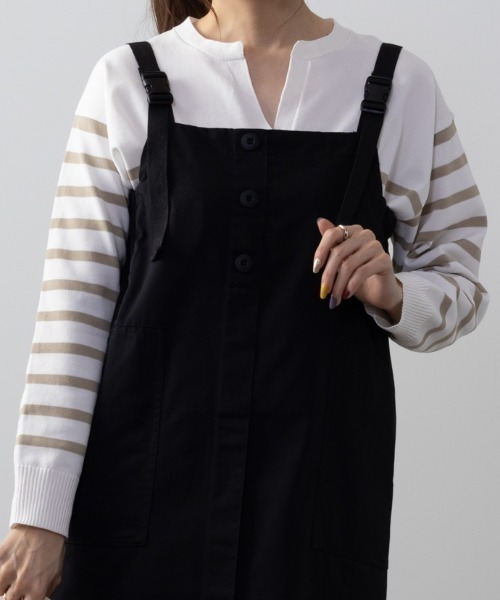 NAVY（ネイビー）の「NAVY カーゴ ジャンスカ ジャンパースカート（ジャンパースカート・レディース・カーキ/ブラック・M/L）」の10枚目の写真