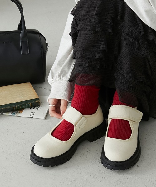 BONLECILL（ボンルシール）の「ベルクロバレエプラットフォームシューズ（バレエシューズ・レディース・アイボリー/ブラック/ブラウン/ブラック系1・L/M/S）」の15枚目の写真