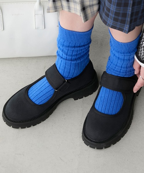 BONLECILL（ボンルシール）の「ベルクロバレエプラットフォームシューズ（バレエシューズ・レディース・アイボリー/ブラック/ブラウン/ブラック系1・L/M/S）」の22枚目の写真