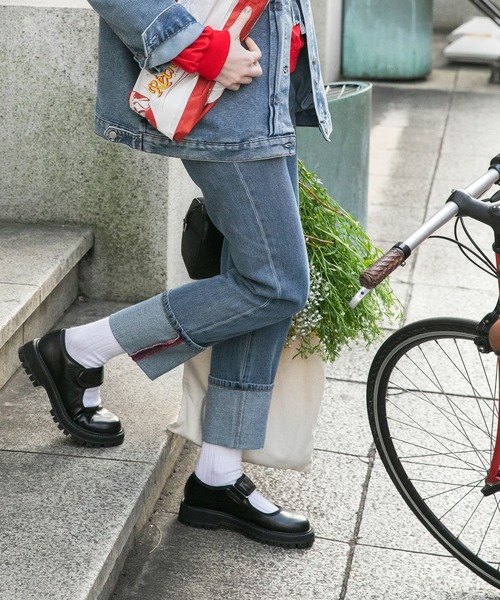 BONLECILL（ボンルシール）の「ベルクロバレエプラットフォームシューズ（バレエシューズ・レディース・アイボリー/ブラック/ブラウン/ブラック系1・L/M/S）」の10枚目の写真