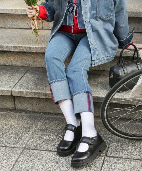 BONLECILL（ボンルシール）の「ベルクロバレエプラットフォームシューズ（バレエシューズ・レディース・アイボリー/ブラック/ブラウン/ブラック系1・L/M/S）」の12枚目の写真