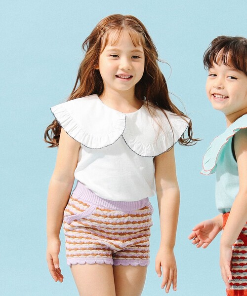 B:MING by BEAMS（ビーミングバイビームス）の「B:MING by BEAMS / 布帛衿 ノースリーブ プルオーバー カットソー（100～150cm）（Tシャツ/カットソー・キッズ・ブラック/ミント/ホワイト・110/140/130/120/100/150）」の2枚目の写真