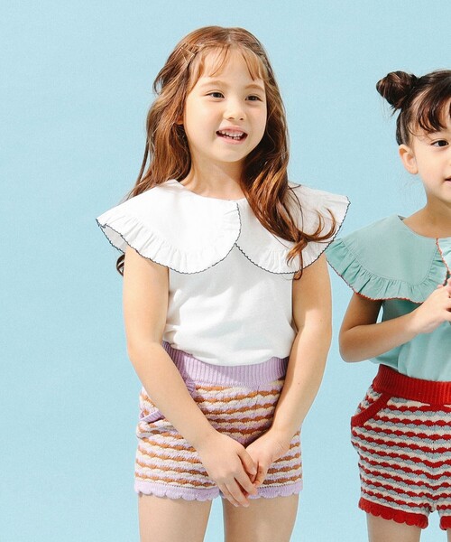 B:MING by BEAMS（ビーミングバイビームス）の「B:MING by BEAMS / 布帛衿 ノースリーブ プルオーバー カットソー（100～150cm）（Tシャツ/カットソー・キッズ・ブラック/ミント/ホワイト・110/140/130/120/100/150）」の4枚目の写真