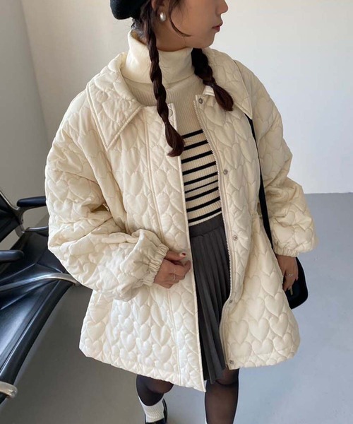 one after another NICE CLAUP（ワンアフターアナザーナイスクラップ）の「【WEB限定】ハートキルティングジャケット（その他アウター・レディース・アイボリー/カーキ/ブラック・FREE）」の8枚目の写真