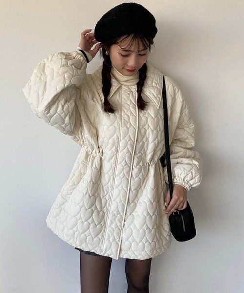 one after another NICE CLAUP（ワンアフターアナザーナイスクラップ）の「【WEB限定】ハートキルティングジャケット（その他アウター・レディース・アイボリー/カーキ/ブラック・FREE）」の12枚目の写真