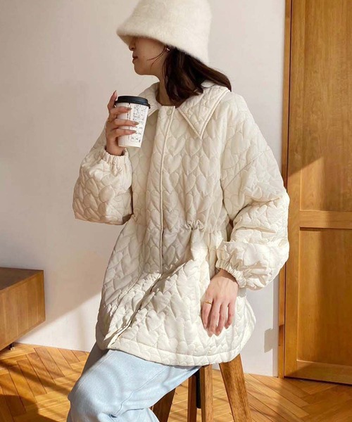 one after another NICE CLAUP（ワンアフターアナザーナイスクラップ）の「【WEB限定】ハートキルティングジャケット（その他アウター・レディース・アイボリー/カーキ/ブラック・FREE）」の16枚目の写真