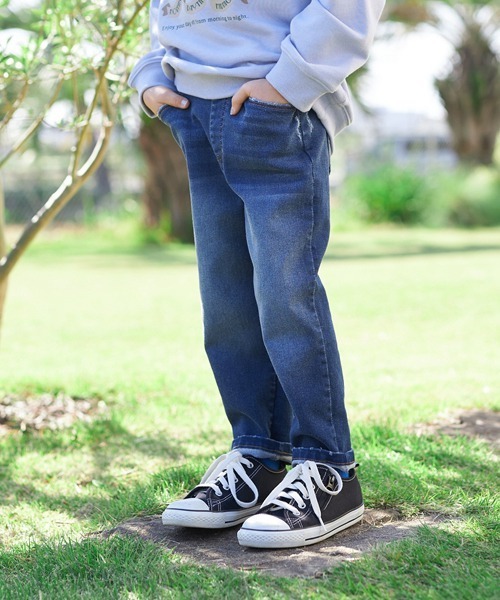 b・ROOM(ビールーム)の「ダメージ加工でこなれ感バルーンデニムパンツ(デニムパンツ・キッズ・サックスブルー/ブルー・130cm/150cm/100cm/140cm/110cm/120cm)」の4枚目の写真