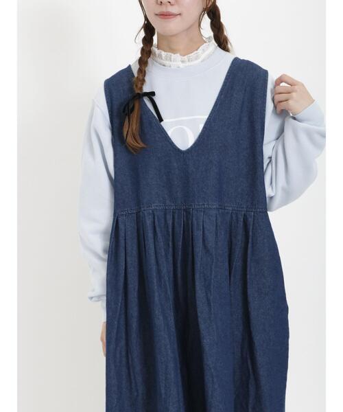 Samansa Mos2（サマンサ モスモス）の「裏毛ロゴスウェット（Tシャツ/カットソー・レディース・チャコールグレー/グレー/サックスブルー/キナリ・F）」の15枚目の写真