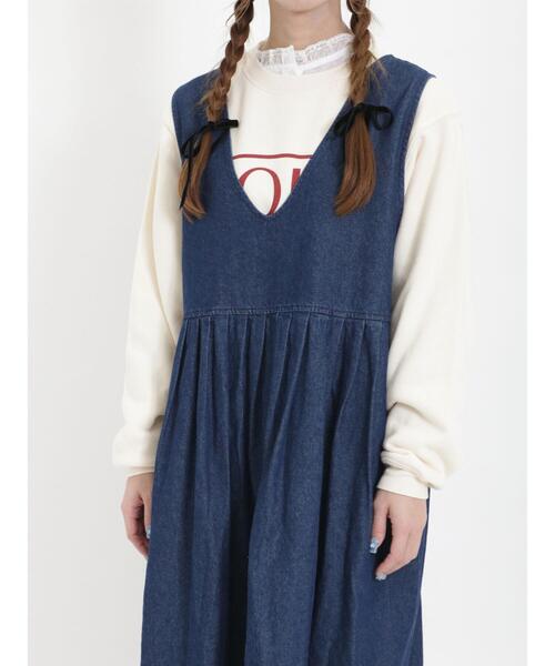 Samansa Mos2（サマンサ モスモス）の「裏毛ロゴスウェット（Tシャツ/カットソー・レディース・チャコールグレー/グレー/サックスブルー/キナリ・F）」の19枚目の写真