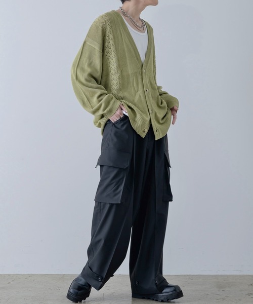 INTER FACTORY(インターファクトリー)の「しの - Loose Sheer Knit Cardigan / ルーズシアーニットカーディガン made in INTER FACTORY(カーディガン/ボレロ・メンズ・ライトグリーン/チャコールグレー・LARGE/MEDIUM/SMALL)」の17枚目の写真