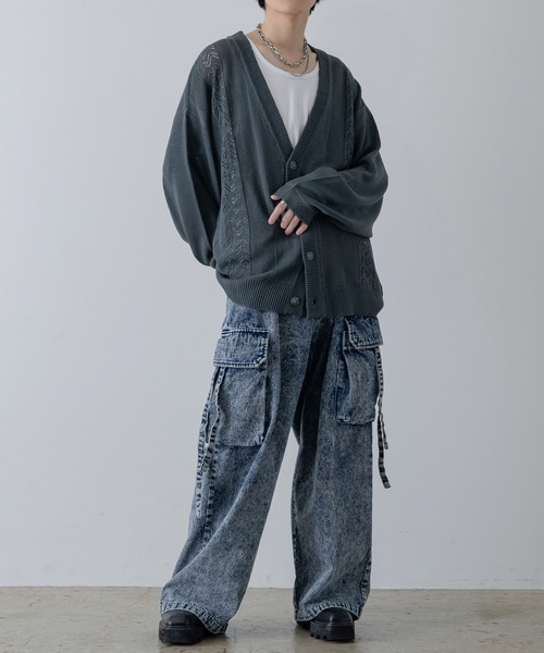 INTER FACTORY(インターファクトリー)の「しの - Loose Sheer Knit Cardigan / ルーズシアーニットカーディガン made in INTER FACTORY(カーディガン/ボレロ・メンズ・ライトグリーン/チャコールグレー・LARGE/MEDIUM/SMALL)」の16枚目の写真