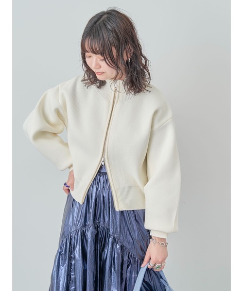 ELENCARE DUE(エレンカーレデュエ)の「・ELENCARE DUE ハイネックZIPカーディガン(カーディガン/ボレロ・レディース・アイボリー/ブラック/グレー・FREE)」の7枚目の写真
