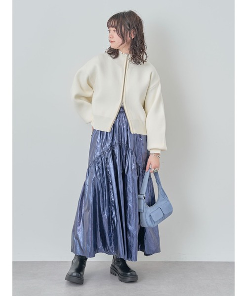 ELENCARE DUE(エレンカーレデュエ)の「・ELENCARE DUE ハイネックZIPカーディガン(カーディガン/ボレロ・レディース・アイボリー/ブラック/グレー・FREE)」の8枚目の写真