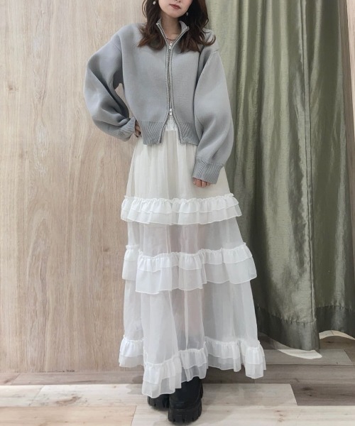 ELENCARE DUE(エレンカーレデュエ)の「・ELENCARE DUE ハイネックZIPカーディガン(カーディガン/ボレロ・レディース・アイボリー/ブラック/グレー・FREE)」の16枚目の写真