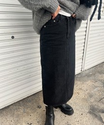 ISOOK | ブラックデニムスカート（chiica select） / ナロースカート ミモレ丈 バックスリット(デニムスカート)